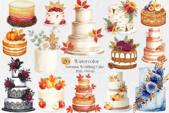 Autumn Wedding Cake PNG Clipart for Fall Designs