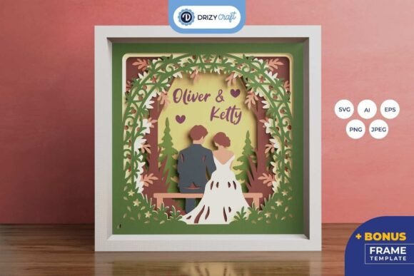 Couple Wedding in Forest 3D Shadow Box: A Layered Paper-Craft Template