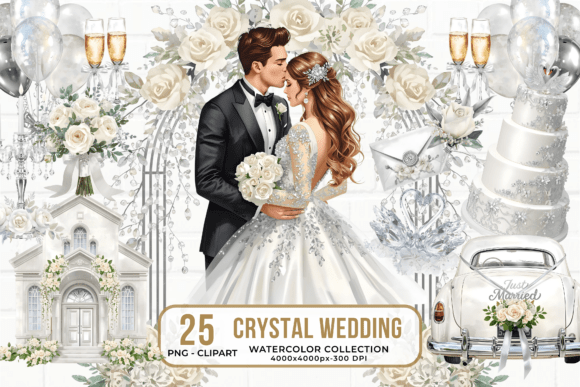 Crystal Wedding Clipart Bride Groom PNG: A Designer's Toolkit for Luxury Invitations