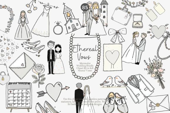 Elegant Line Art for Modern Wedding Design