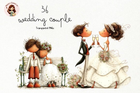Elegant Wedding Couple PNG Clipart: Design Assets for Romantic Projects