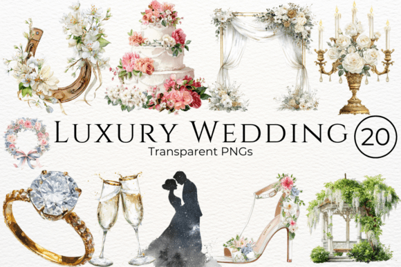 Elevate Your Brand with Luxury Wedding Watercolor Clipart