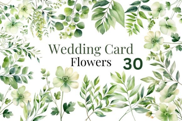 Elevate Your Designs with a Green Wedding Watercolor Flowers Bundle