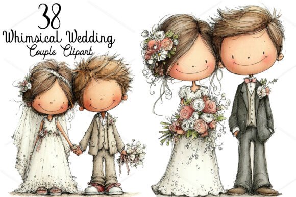 Enchanting Wedding Designs with Whimsical Clipart