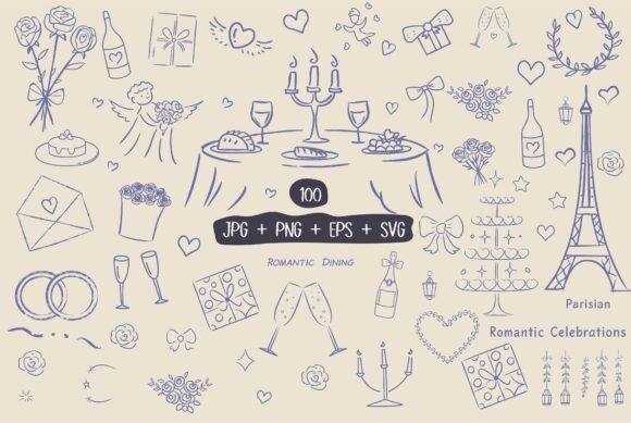 Hand Drawn Whimsical Wedding Doodle SVG: A Designer's Dream Collection