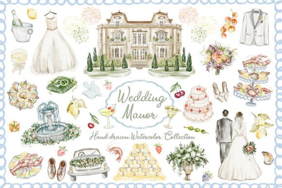 Italian Watercolor Wedding Set: A Touch of Mediterranean Romance