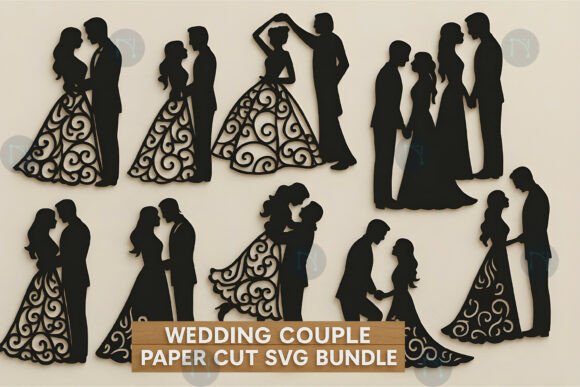 Timeless Romance: The Paper Cut Wedding Couple SVG Bundle