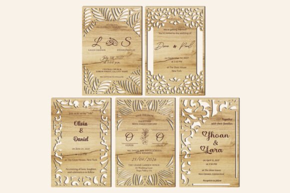 Unforgettable Laser-Cut Wedding Invitation Set of 5