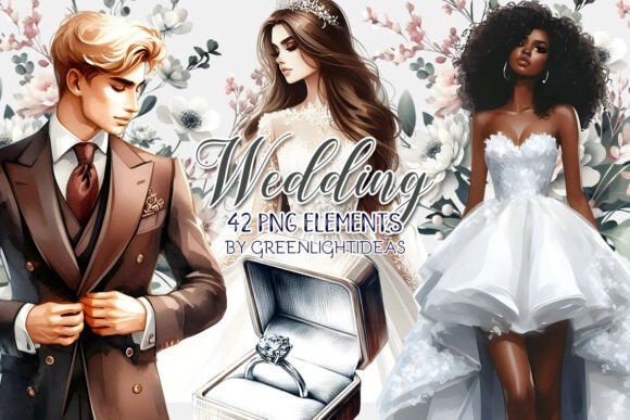Watercolor Wedding Clipart: Bridal PNG Graphics for Your Projects