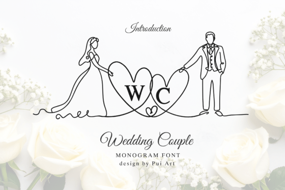 Wedding Couple Monogram: Uniting Initials in a Single Line