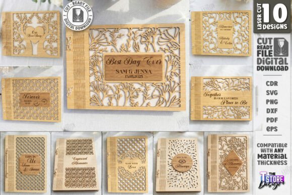 Wedding Guest Book Laser Cut Bundle | CNC: Elegant Craft Files