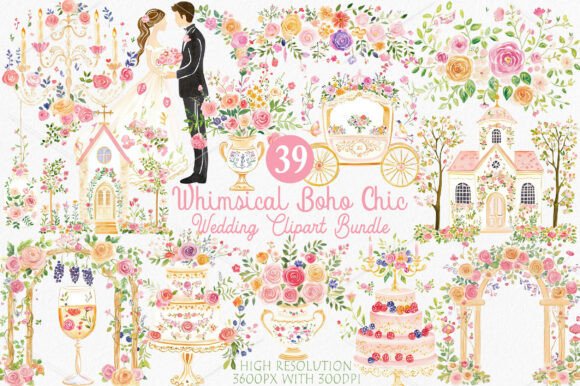 Whimsical Boho Chic Wedding Clipart: A Designer's Guide