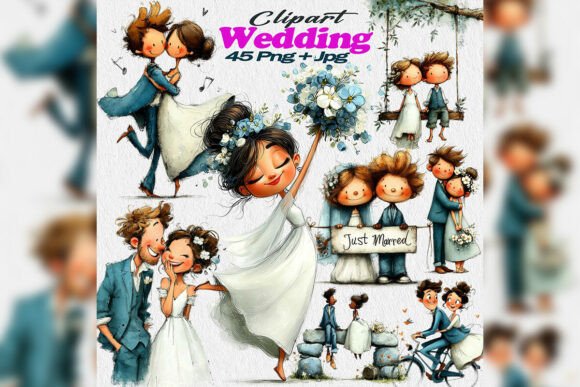 Whimsical Wedding Kids PNG Clipart Bride for Playful Designs